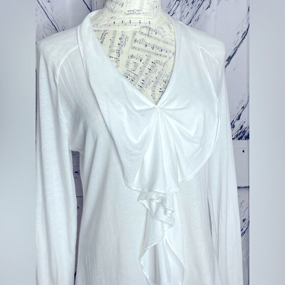 Ralph Lauren Blue Label White Ruffle Top Long Sleeves L - Picture 2 of 5